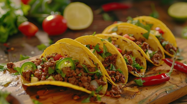 Cibo messicano tacos deliziosi con carne macinata cibo messicano taco deliziosi with ground beef