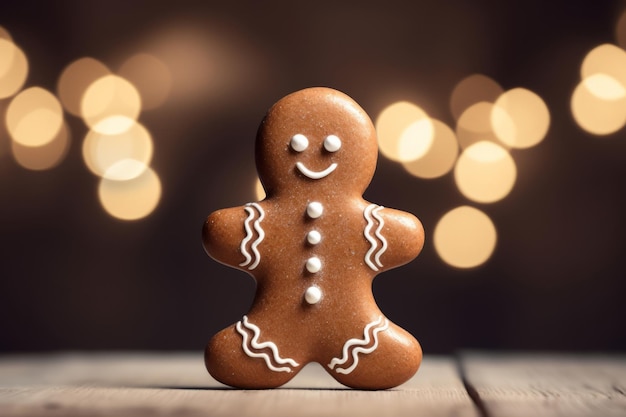 Cibo natalizio Biscotti di pan di zenzero in ambiente natalizio Illustrazione AI generativa