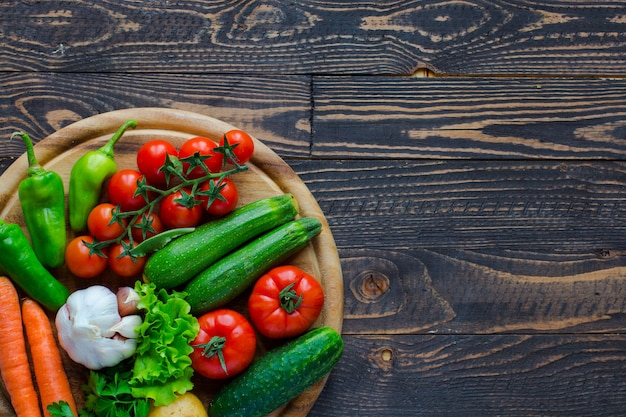 Cibo sano e copia spazio, verdure fresche