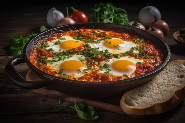 Cibo Shakshuka in padella Genera Ai