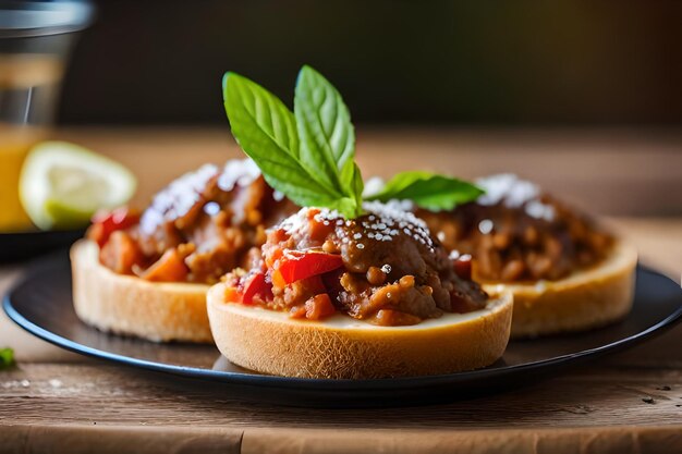 cibo su un piatto con una fetta di pomodoro e riso sul piatto.