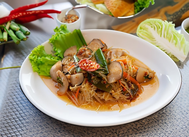 Cibo thailandese da mangiare prima del piatto principale