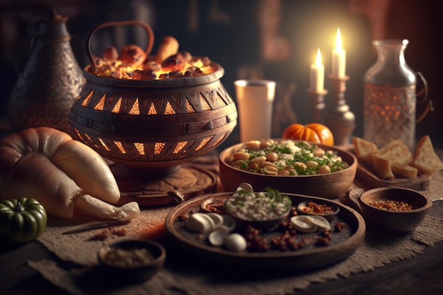 Cibo turco Piatti gustosi squisiti e unici decorazioni accoglienti cucina squisita