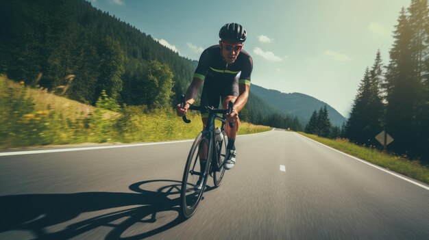 Ciclismo estivo sulle autostrade di montagna con vista sulla natura