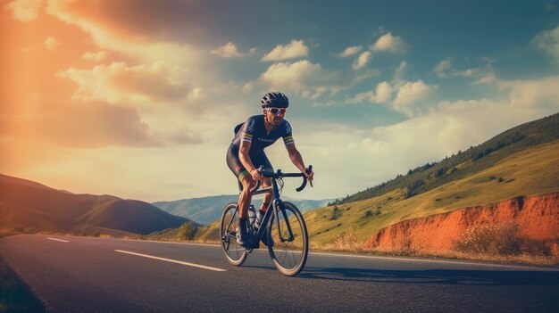 Ciclismo estivo sulle autostrade di montagna con vista sulla natura