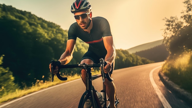 Ciclismo estivo sulle autostrade di montagna con vista sulla natura