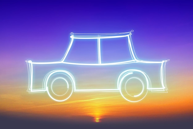 Cielo al tramonto e forma dell'auto