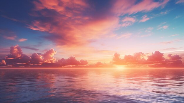 cielo al tramonto sfocato e sfondo della natura dell'oceano