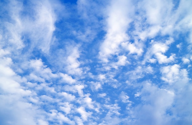 Cielo azzurro vibrante con nuvole bianche di Altocumulus