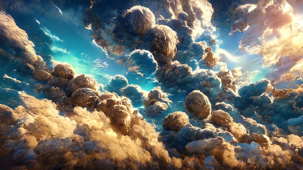 cielo blu con l'illustrazione 3d della nuvola artificiale