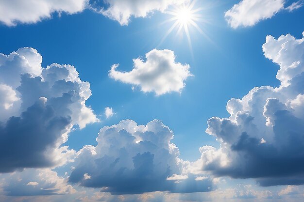 Cielo blu con nuvole e luce solare luminosa foto di alta qualità