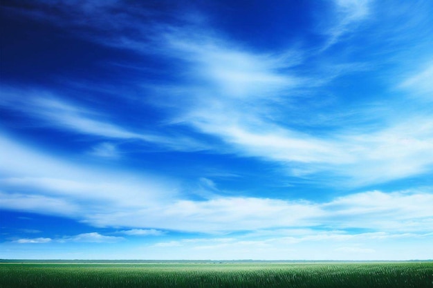 Cielo blu ed erba verde in un campo