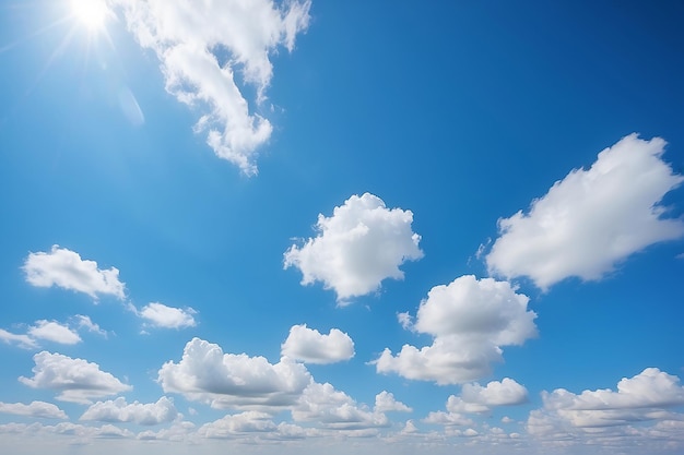 Cielo blu limpido con nuvole bianche e soffici sfondo naturale