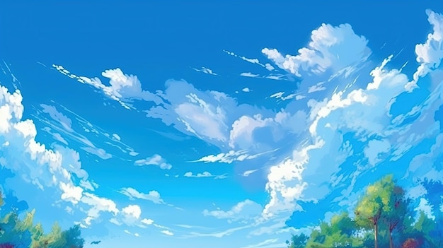 Cielo blu limpido concetto di fantasia pittura di illustrazione