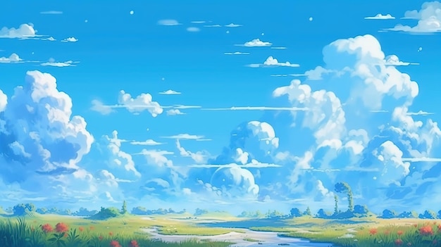 Cielo blu limpido concetto di fantasia pittura di illustrazione