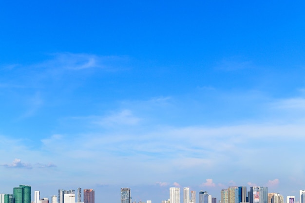 Cielo blu nel giorno d'estate sopra le città