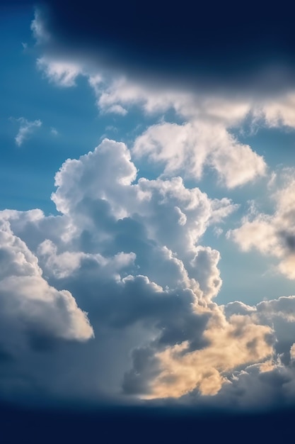 Cielo blu nuvoloso con nuvole bianche il cielo blu ha molte grandi nuvole