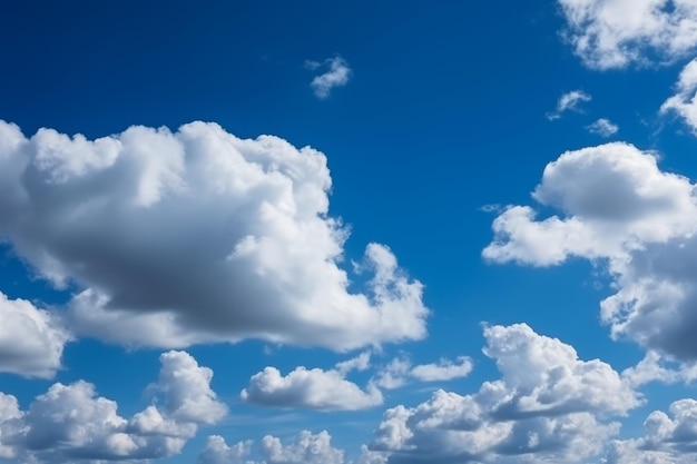 Cielo blu sereno con sfondo di soffici nuvole IA generativa