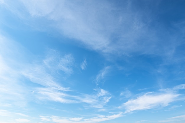 Cielo blu sfumato di sfondo con soffici nuvole bianche.