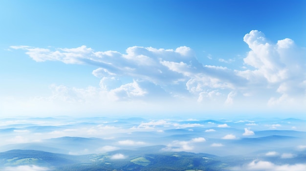 Cielo blu sopra le nuvole punto di vista paesaggio bellissimo sfondo