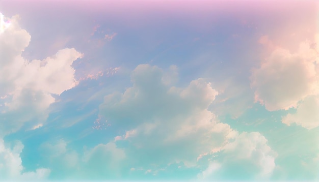 Cielo con soffici nuvole in tonalità pastello per gli sfondi Generative Ai