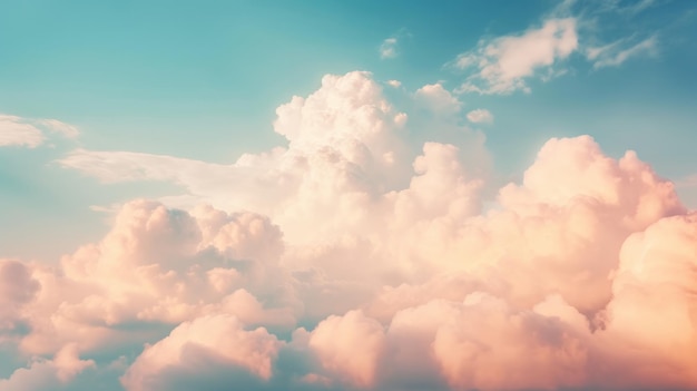 Cielo con soffici nuvole in tono pastello AI generato