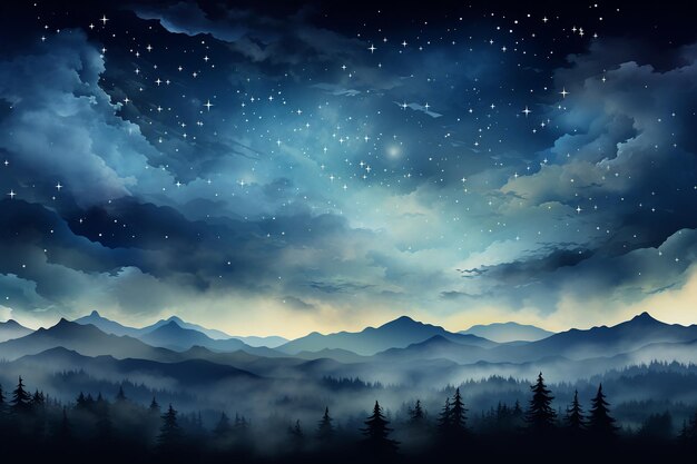 Cielo con stelle sullo sfondo blu per l'illustrazione delle vacanze di Natale