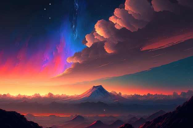 Cielo di montagna e luce dell'alba