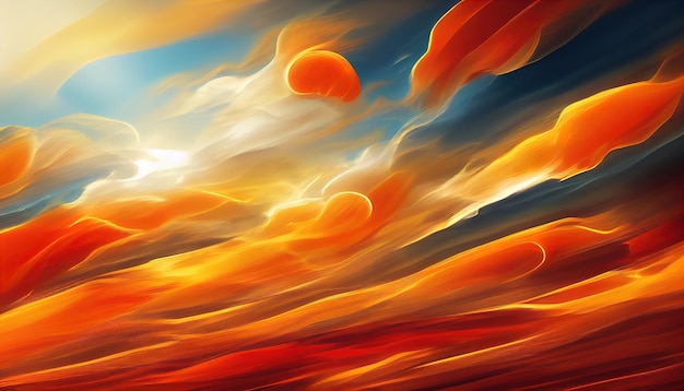 Cielo di tramonto arancione infuocato Colori colorati dell'alba Incredibile beautyA sfondo natura astratta bella e colorata Illustrazione 3d