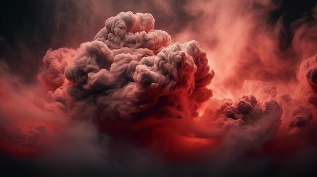 cielo drammatico con tempesta di nuvole rosse e fulmini ai generati