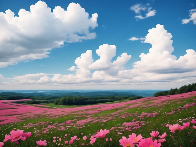 Cielo e fiori rosa nuvole belle naturali