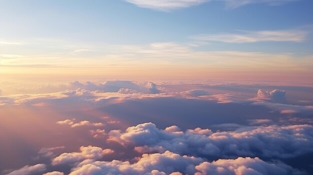 cielo giallo e blu sopra le nuvole alba generativa AI