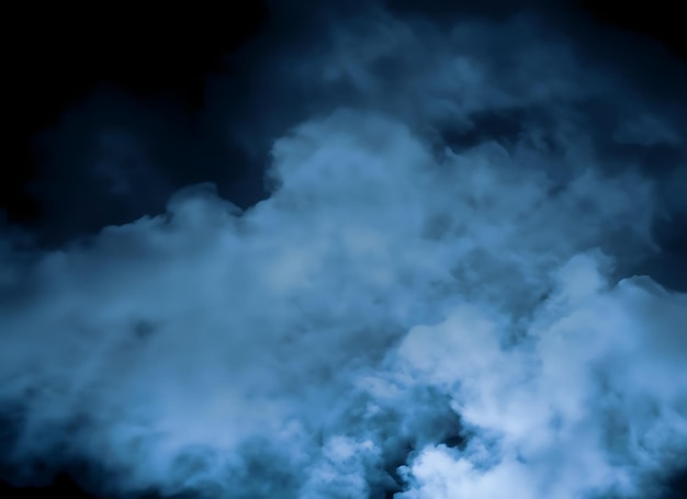 Cielo natura nuvola fumo sfondo nero notte per carta da parati horror design poster blu