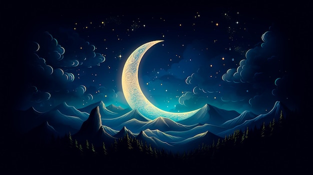 cielo notturno con luna e stelle elementi per questa immagine fornito da na