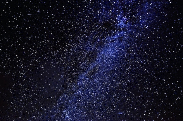 Cielo notturno con molte stelle lucenti della Via Lattea