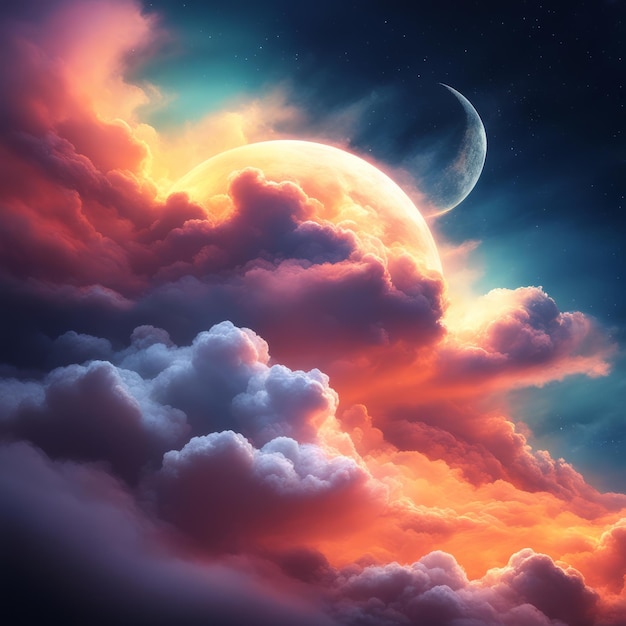 cielo notturno con nuvole e vettore lunare illustrazione cielo nitturno con nubi e vettore luna ill