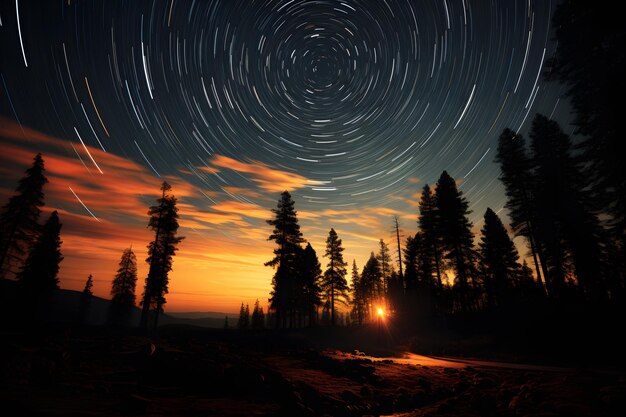 Cielo notturno con stelle realizzato con una lunga esposizione