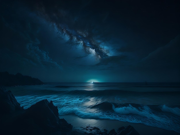 cielo notturno e mare