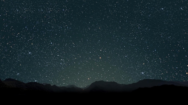 Cielo notturno nella foresta con stelle e luna