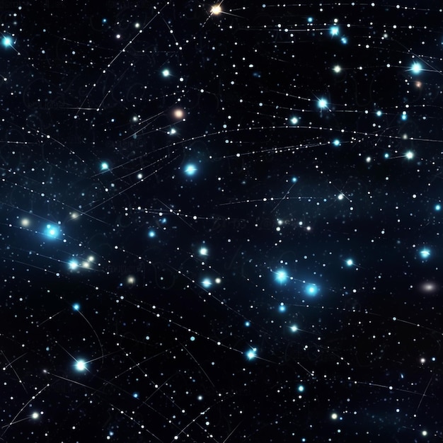 Cielo stellato con molte stelle e costellazioni nel mezzo generativo ai