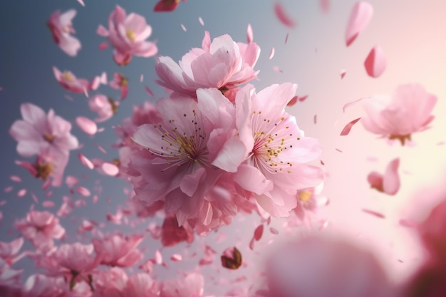 Cielo volante del petalo dei fiori della ciliegia Genera Ai