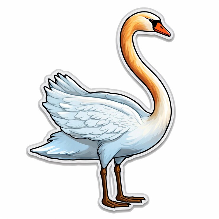 cigno arafed in piedi sulle zampe posteriori con un corpo bianco e testa arancione generativo ai