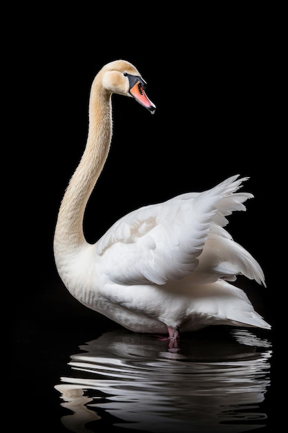 Cigno su sfondo nero