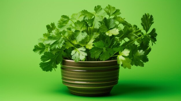 Cilantro vibrante sul verde