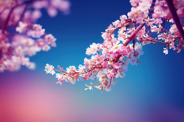 Ciliegio paesaggio primavera sfondo 3D rendering illustrazione raster