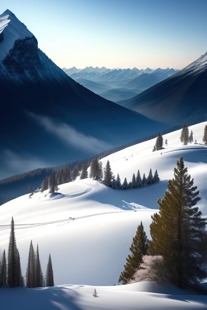 Cima della montagna innevata