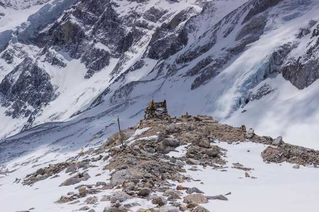 Cime di montagna a Thorong La Manaslu passano Himalaya