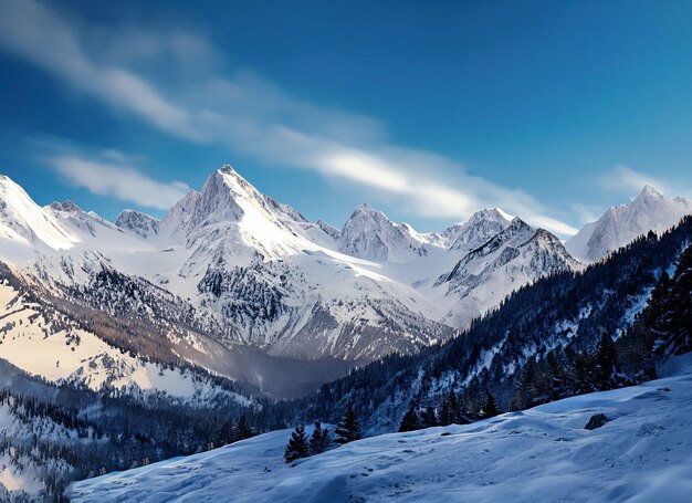 Cime innevate di serenità invernale durante il giorno