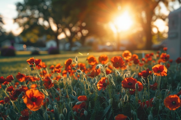 cimitero commemorativo dei veterani con bandiere ai generati