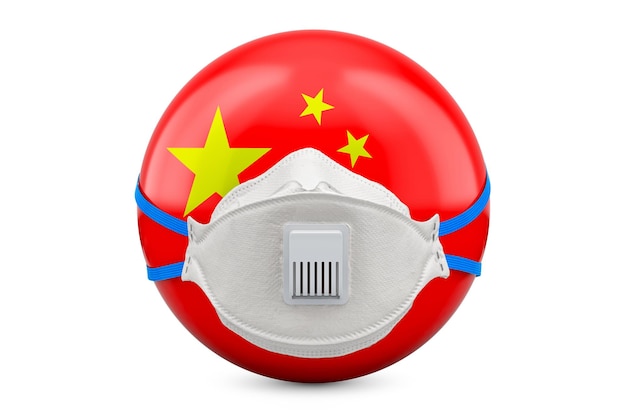 Cina con respiratore a mezza maschera filtrante rendering 3D